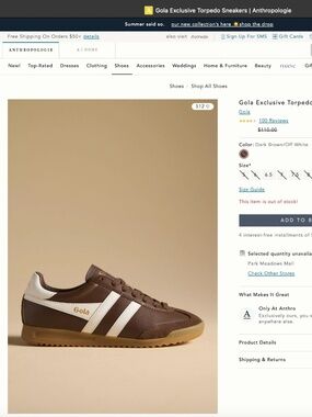 NIB Anthropologie Gola Exclusive Torpedo Sneakers Size 9 Box Included